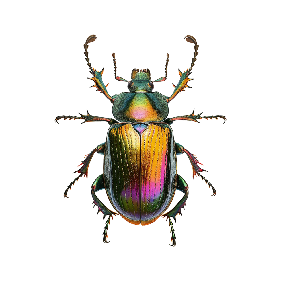 AI generated Rainbow stag beetle png isolated on transparent background png