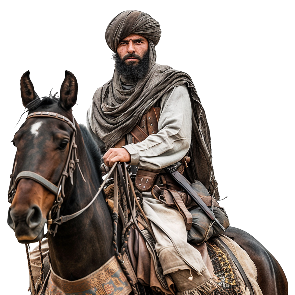 ai generado islámico soldado caballo jinete aislado en transparente antecedentes png