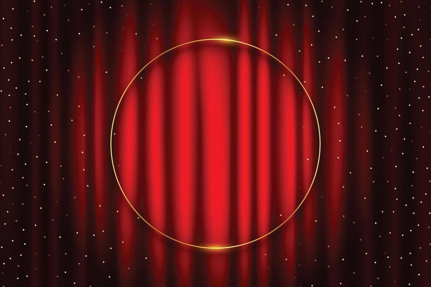 red stage curtain for theater with shiny particle and frame design vector