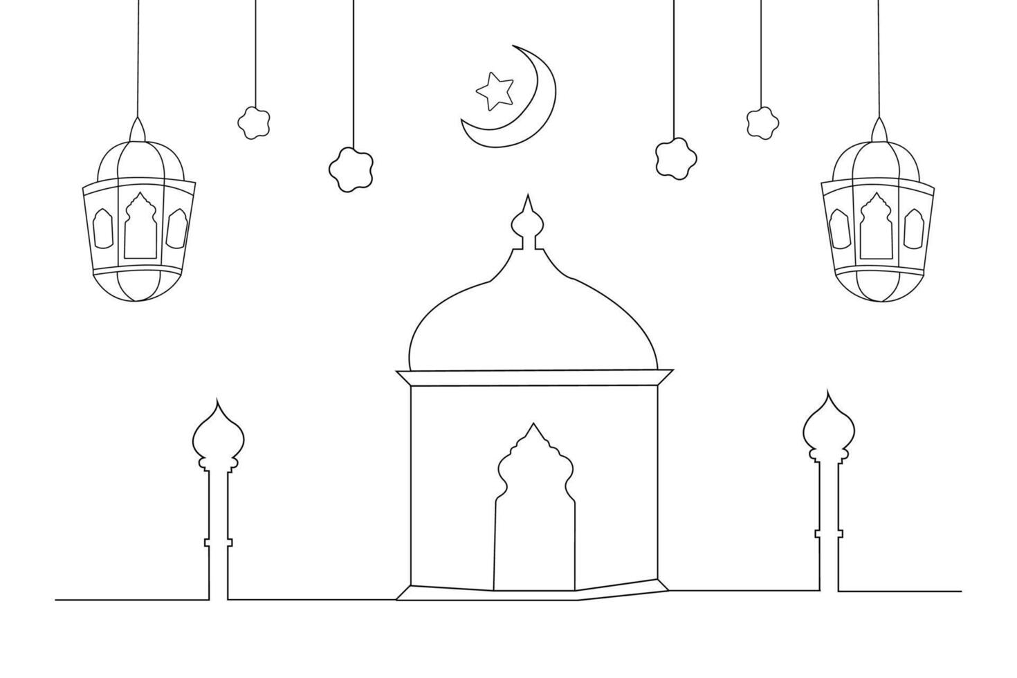 Ramadan Kareem outline vector background. Islamic background concept.
