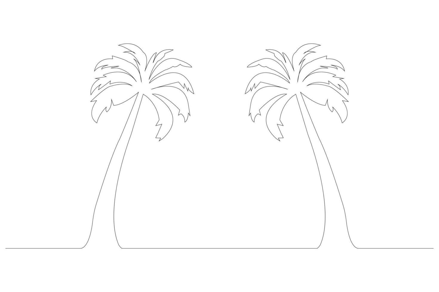 Palm tree continuous line drawing vector isolated on white background. Coconut tree one line art vector.