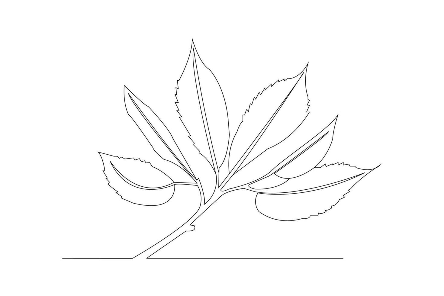 Leaves continuous one-line art vector illustration. Leaf outline vector isolated on white background