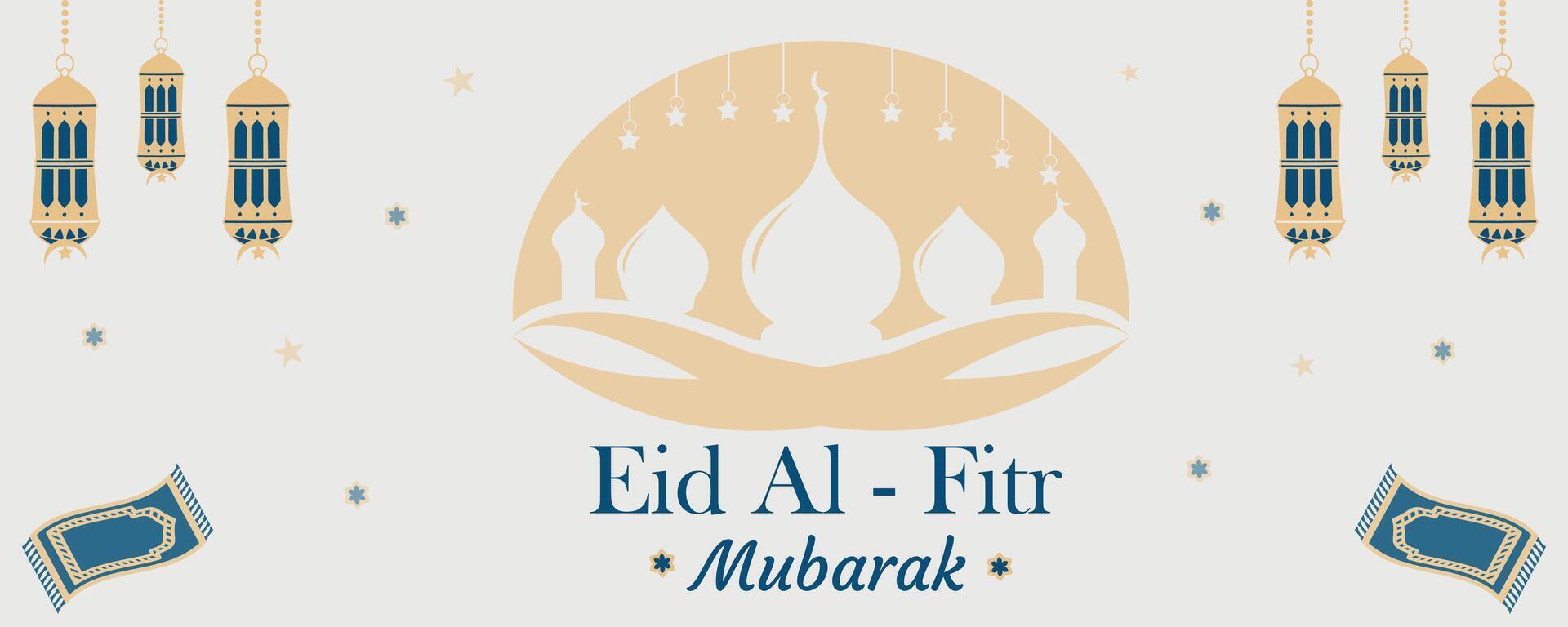 eid al-fitr ornamental bandera antecedentes diseño modelo. islámico póster en Arábica estilo vector