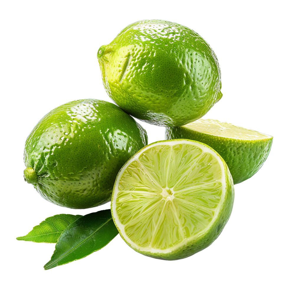 AI generated Fresh green lime isolated on transparent background png