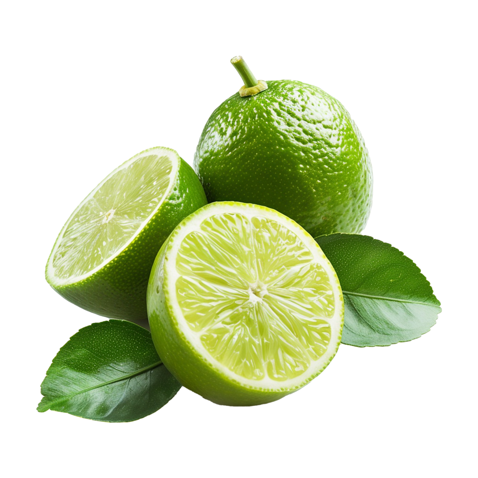 AI generated Fresh green lime isolated on transparent background png