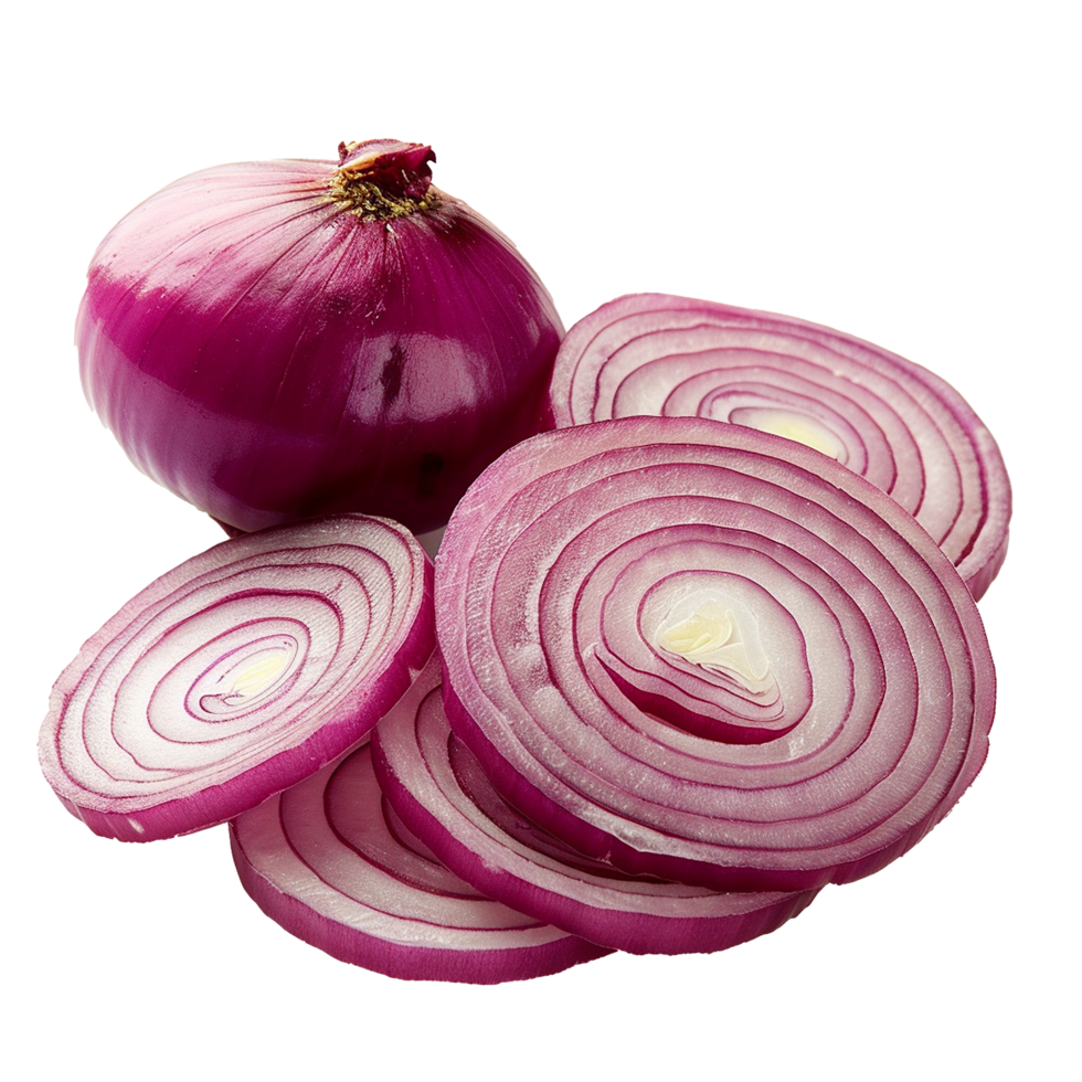 AI generated Onion cut in half png isolated on transparent background