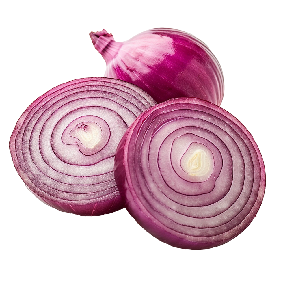 AI generated Onion cut in half png isolated on transparent background