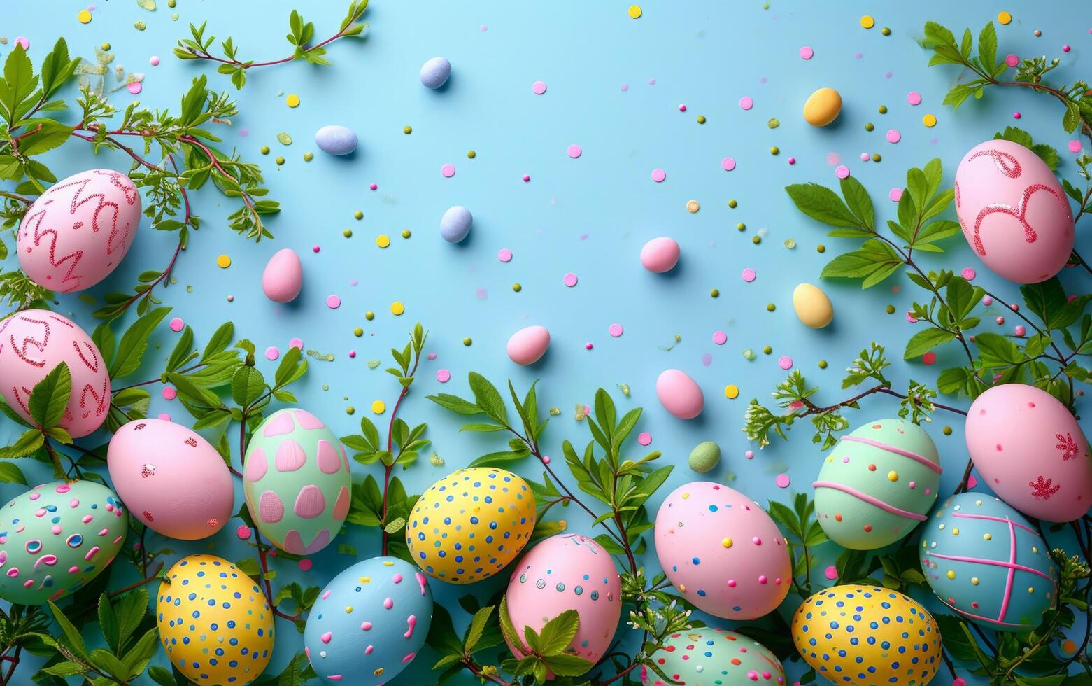 AI generated Easter Egg Outline on a Blue Backdrop photo