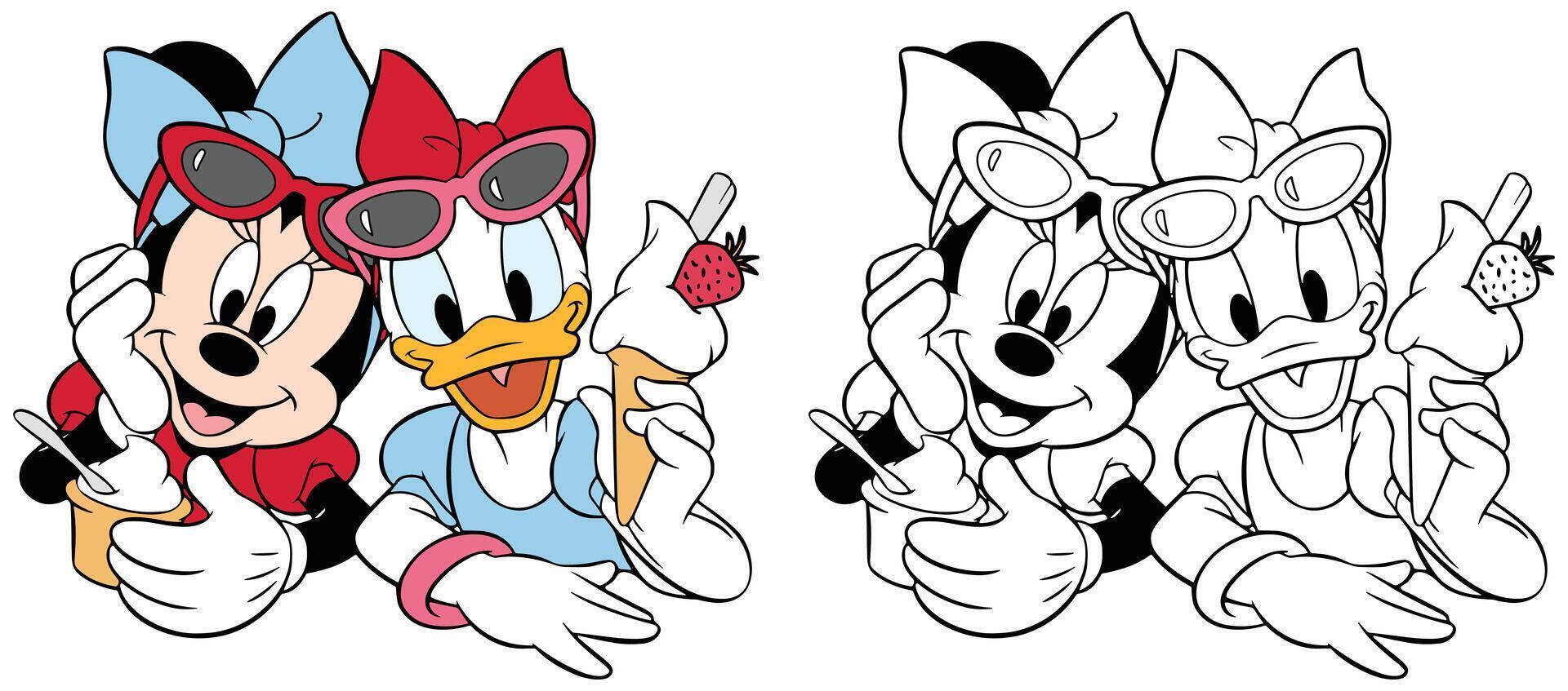 Mickey Mouse and Friends, Minnie Summer, Daisy Duck vector