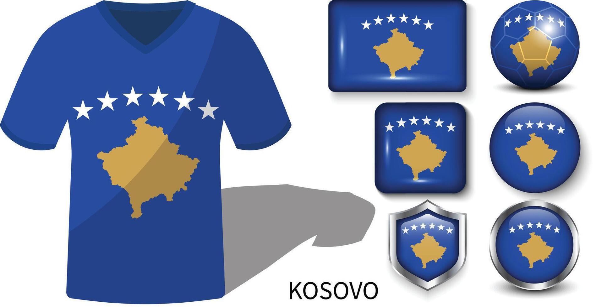 el fútbol americano jerseys de Kosovo, Kosovo bandera colección vector