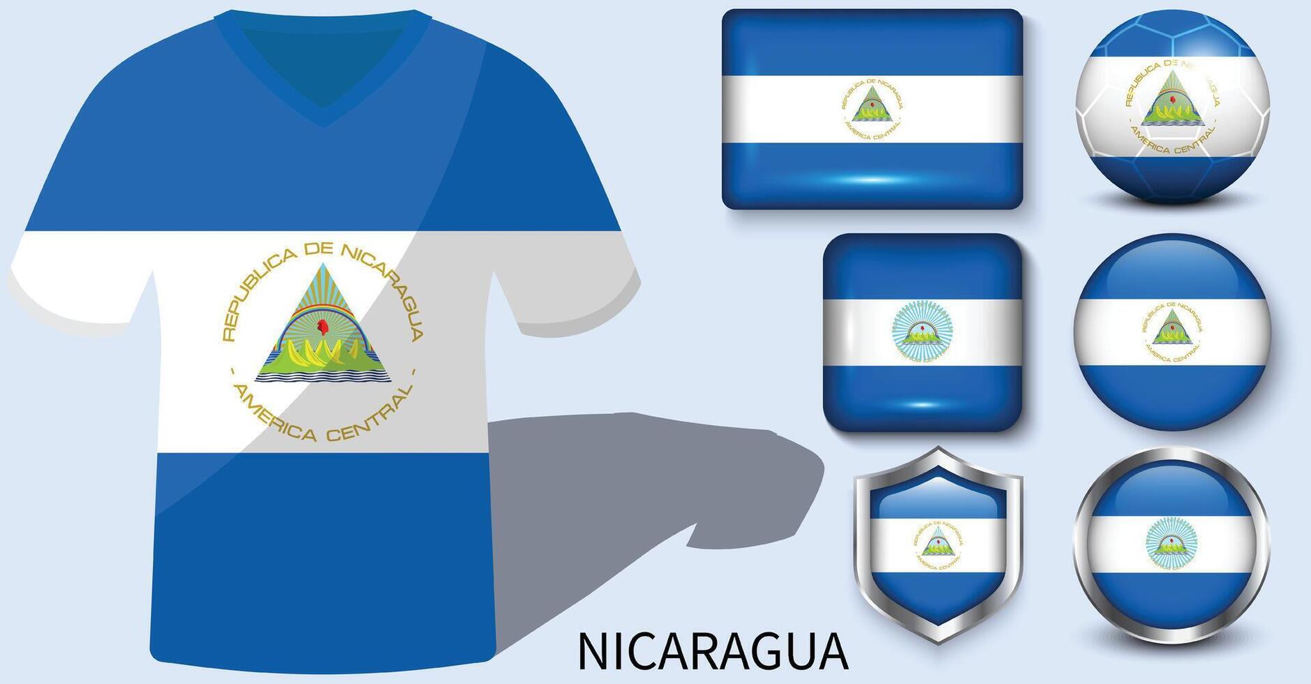 Nicaragua bandera recopilación, fútbol americano jerseys de Nicaragua vector