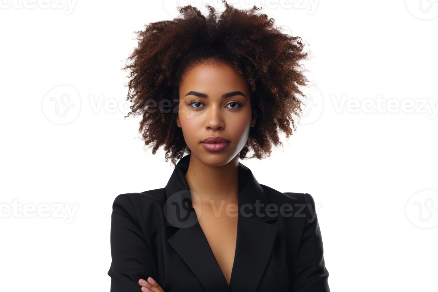 ai generado retrato de hermosa confidente negro mujer mirando a cámara png