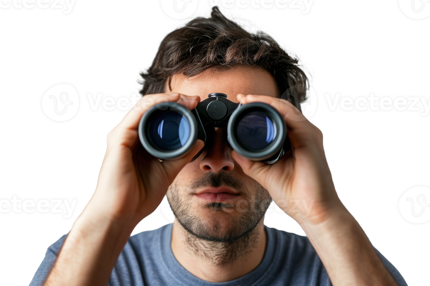 AI generated Man look through binoculars png
