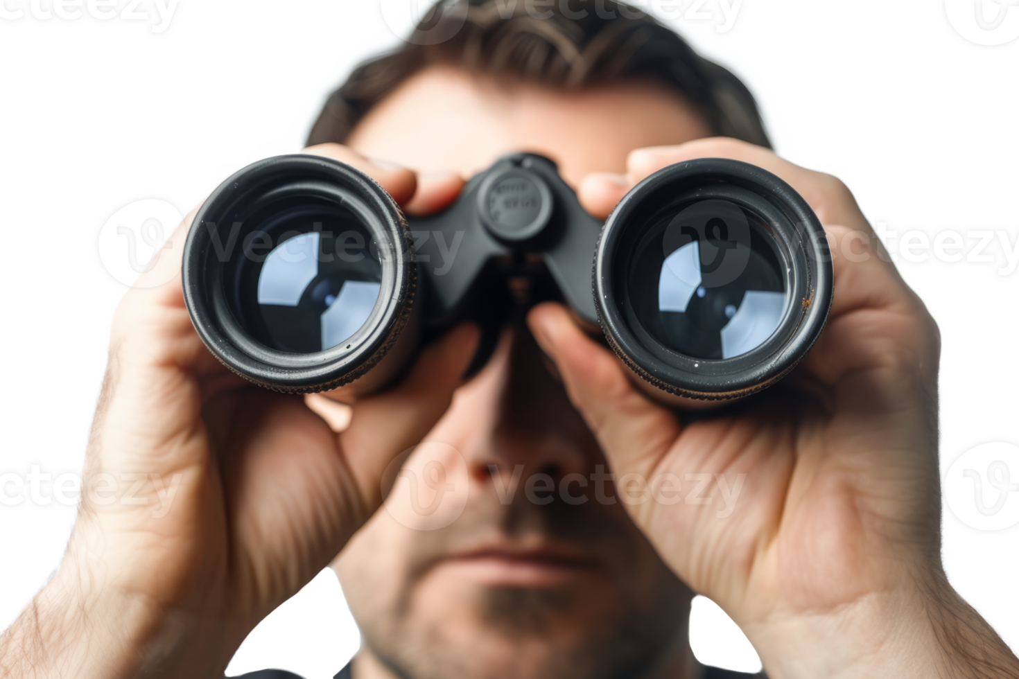 AI generated Man look through binoculars isolated png