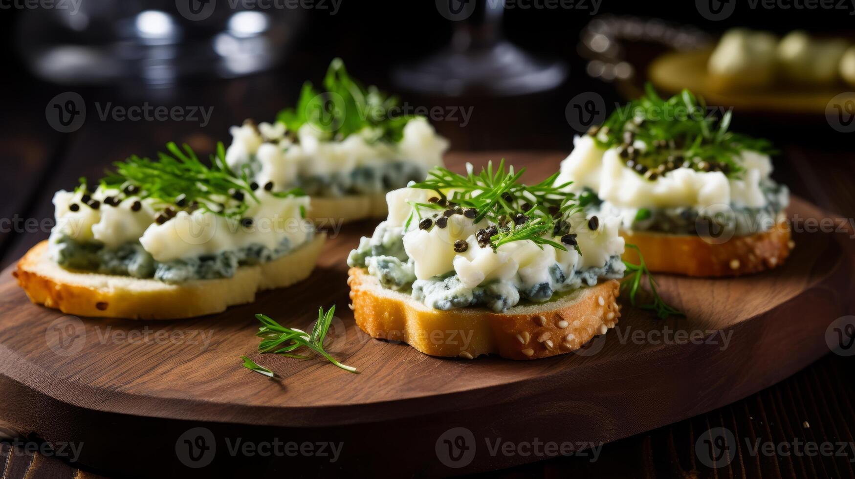 AI generated Delicious Canape on Elegant Plate photo