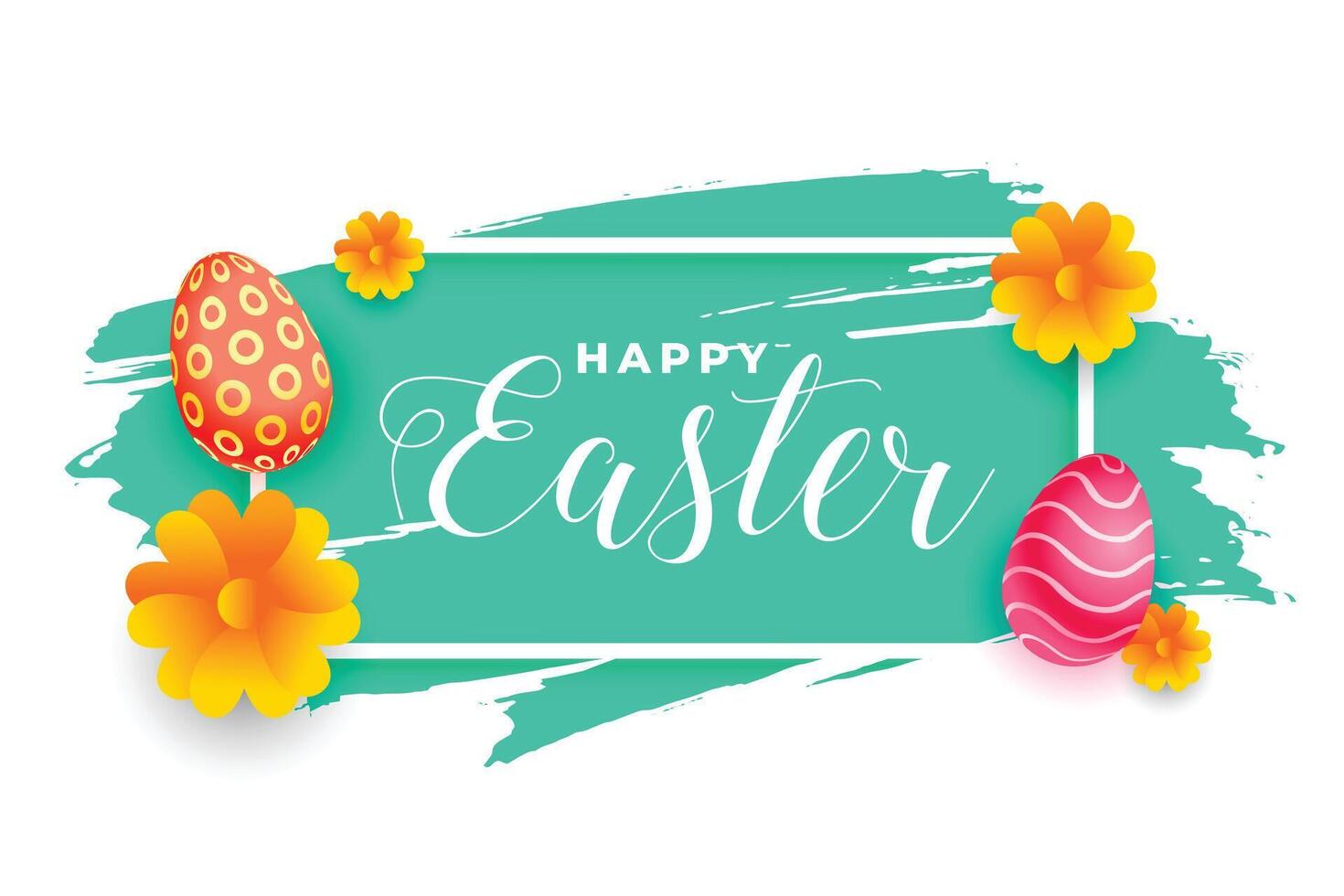 Pascua de Resurrección tarjeta diseño con huevos y flores vector
