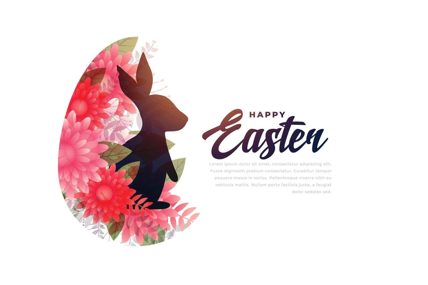 easter bunny in flowers festival background design vector
