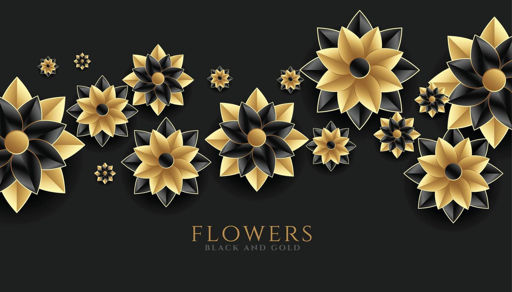golden and black flowers decoration lovely background vector