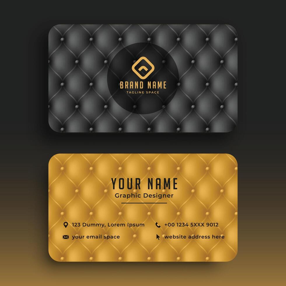 luxury premium golden business card with upholstery pattern vector