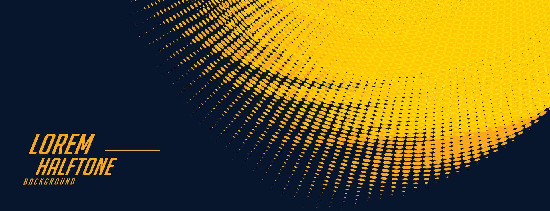 abstract yellow halftone banner on black background vector