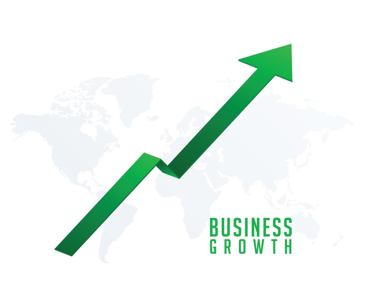 global negocio crecimiento con hacia arriba flecha en mundo mapa vector