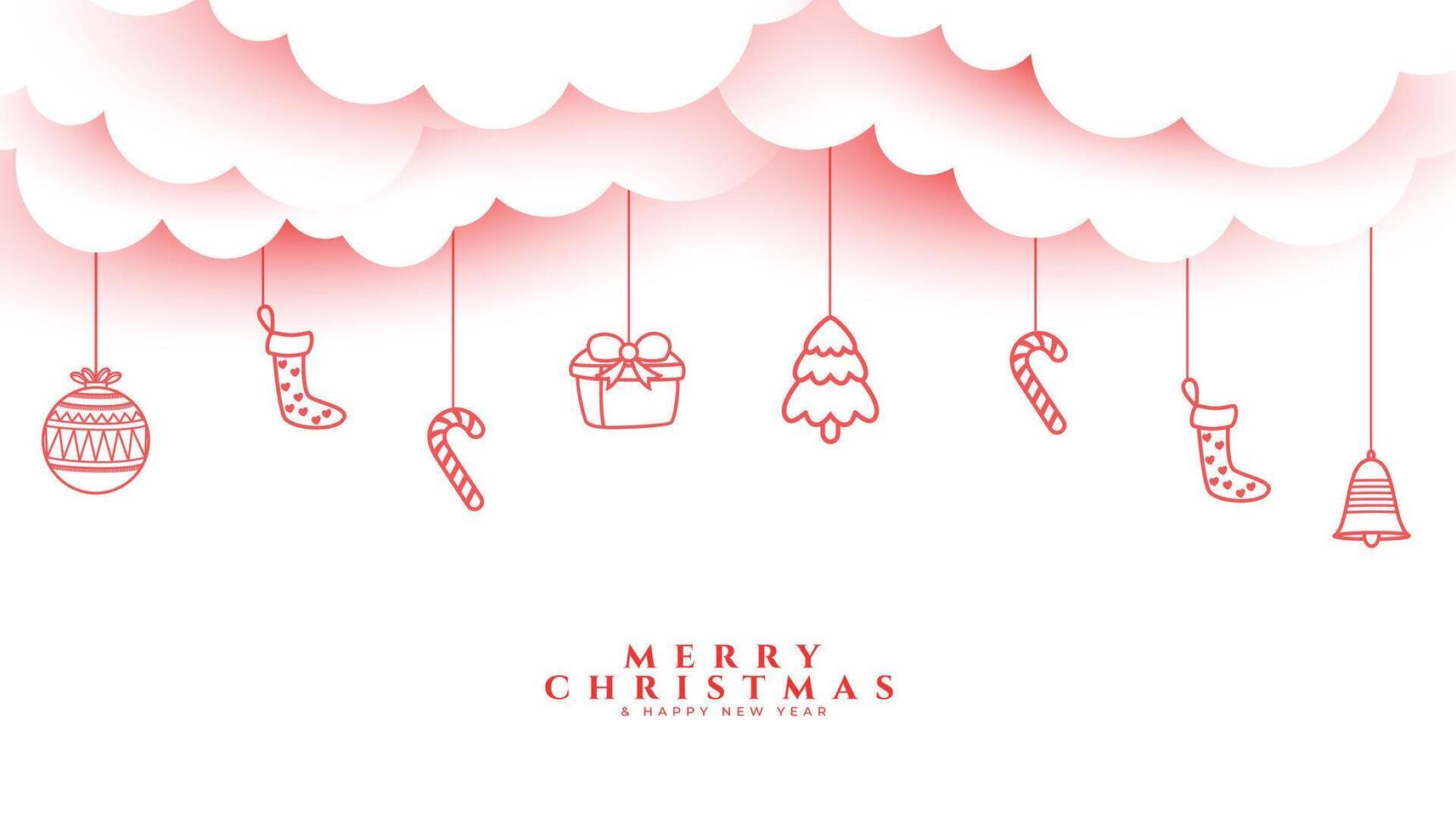 merry christmas festive season element background with papercut cloud vector