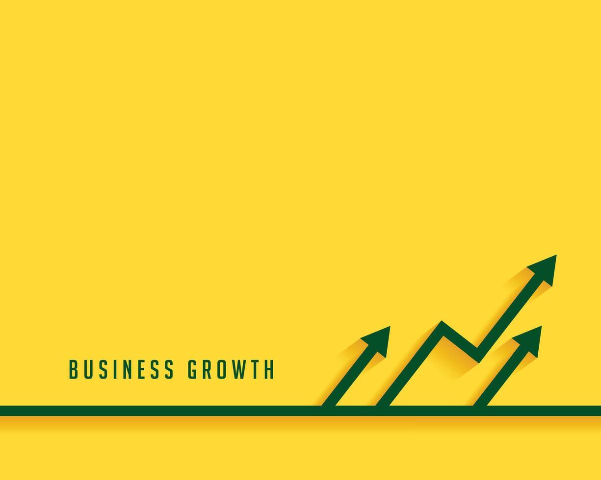 business success growth green arrow on yellow background vector