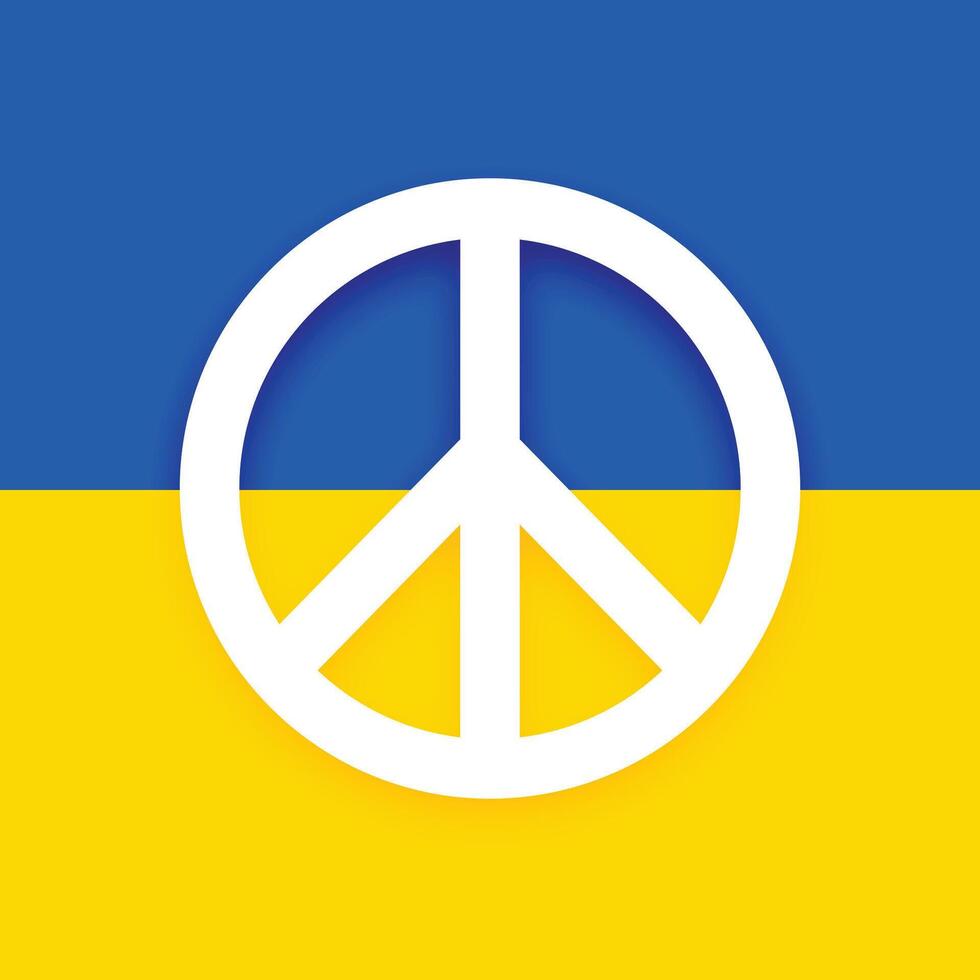 ukraine flag with peace symbol to stop russia war and invasion vector