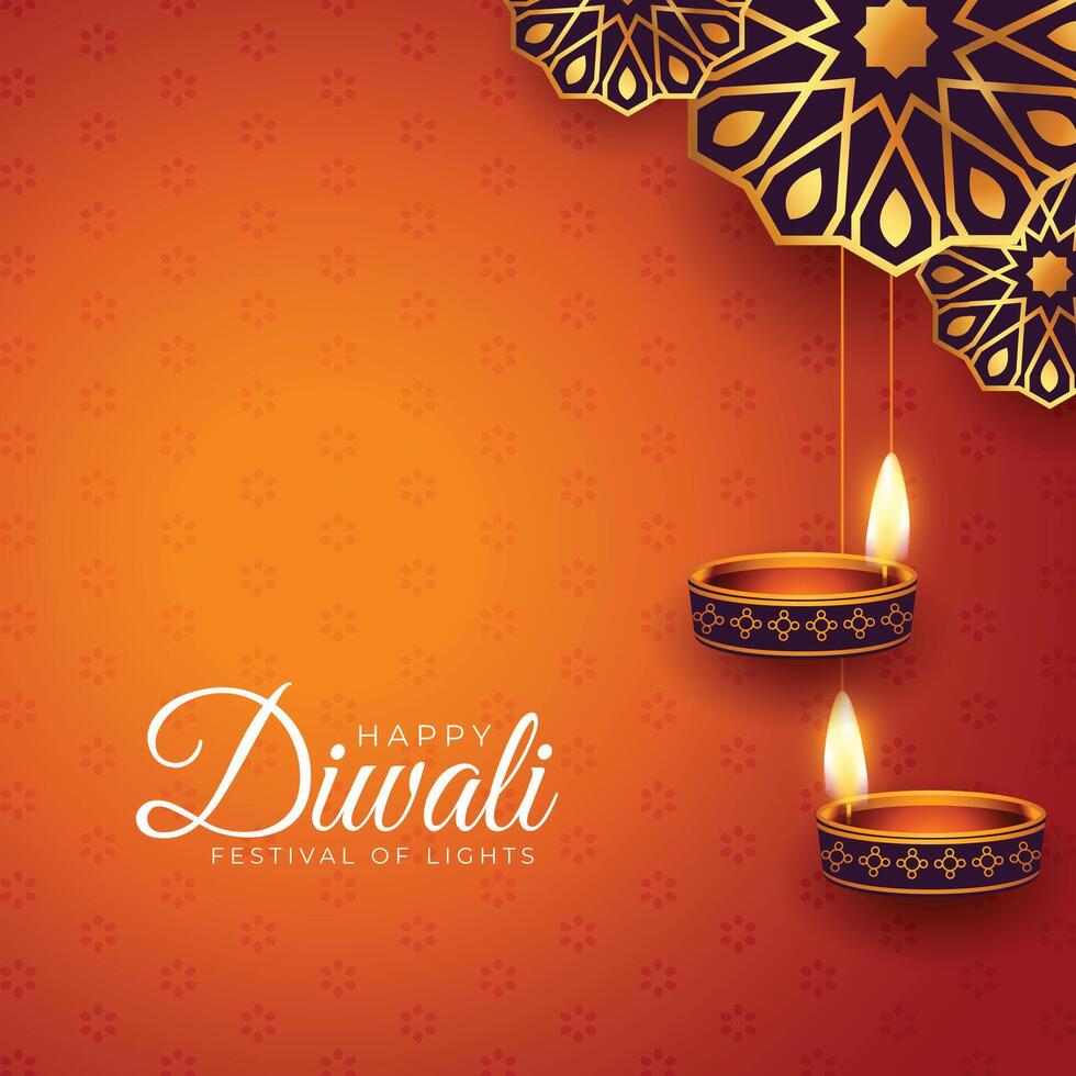 nice happy diwali occasion background with hanging diya design vector