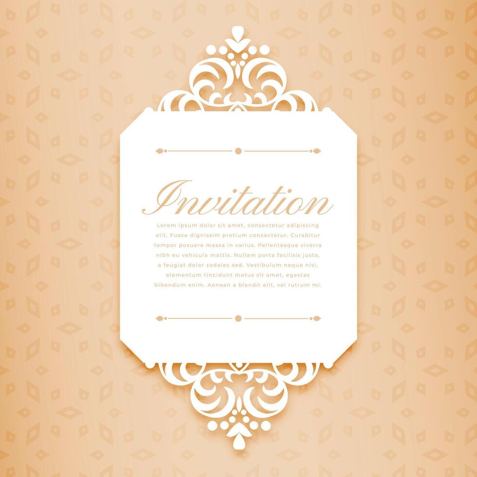 traditional indian floral border card with text or image space vector