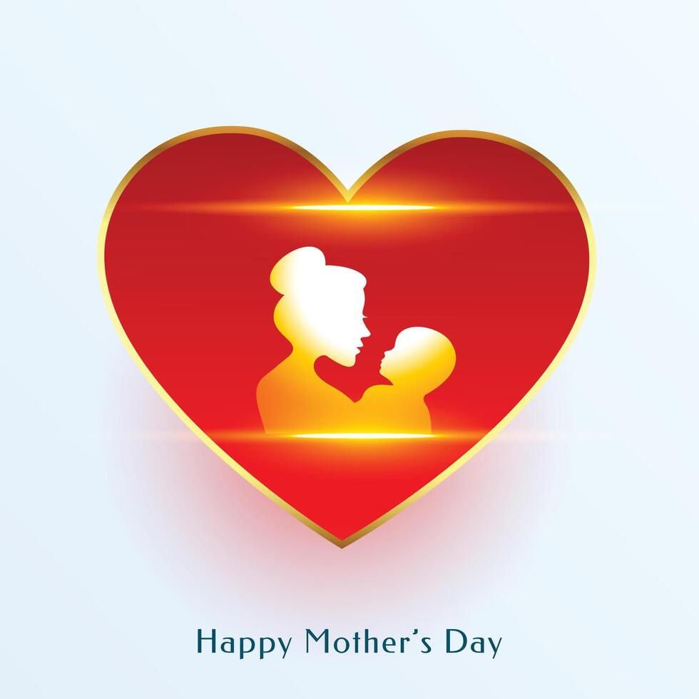 happy mothers day red heart greeting vector