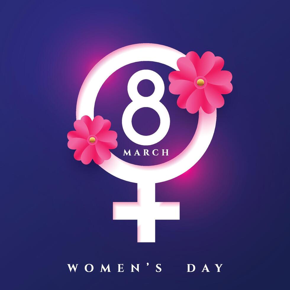 8vo marzo internacional De las mujeres día saludo tarjeta con género firmar vector