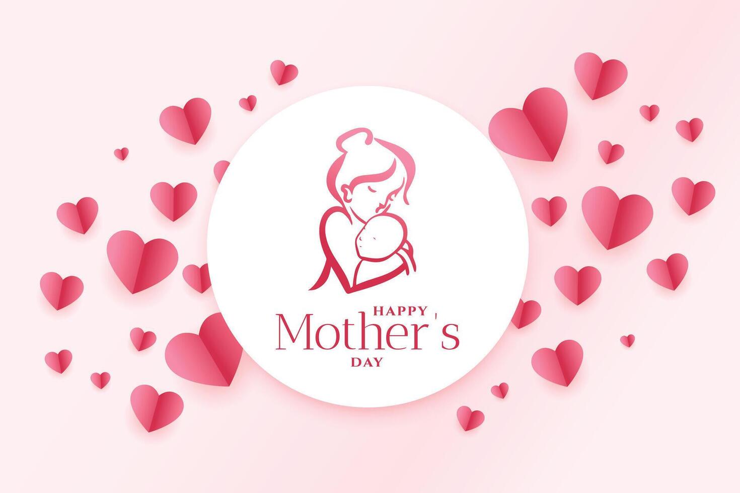 mom and child love relation mother's day greeting vector