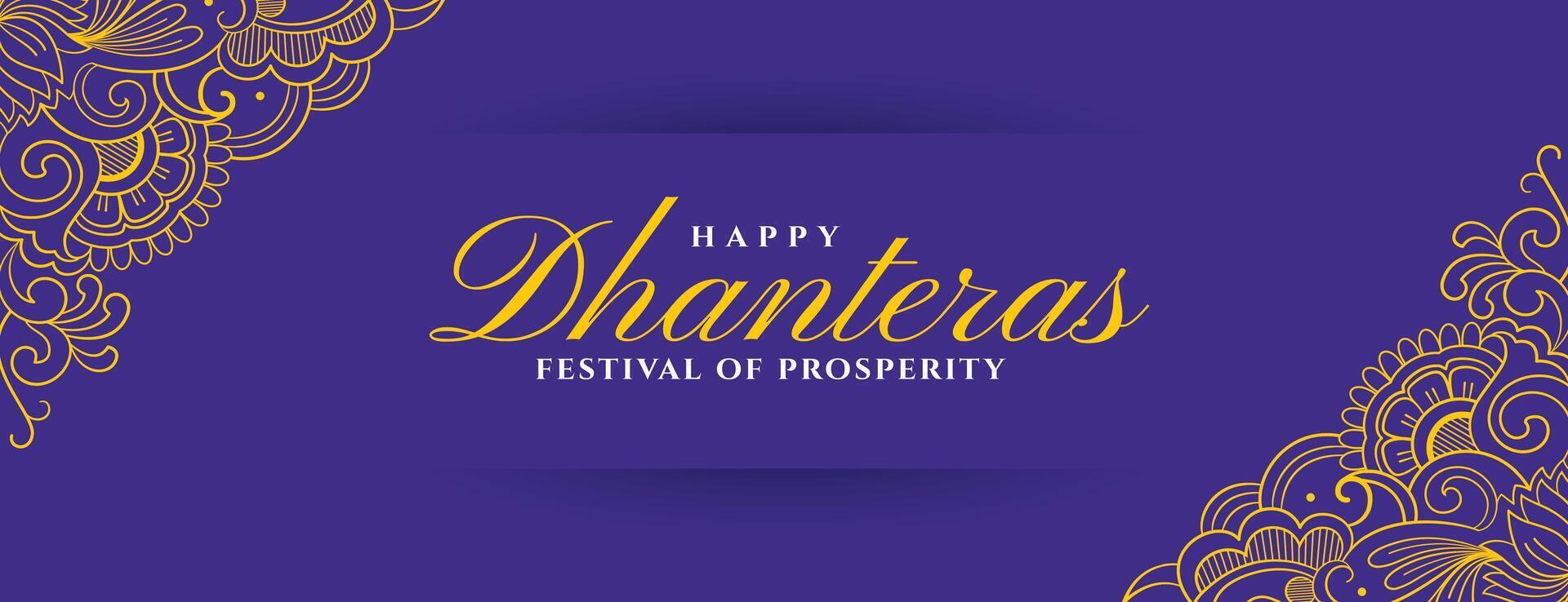 indian style happy dhanteras decorative banner pray for prosperity and wealth vector