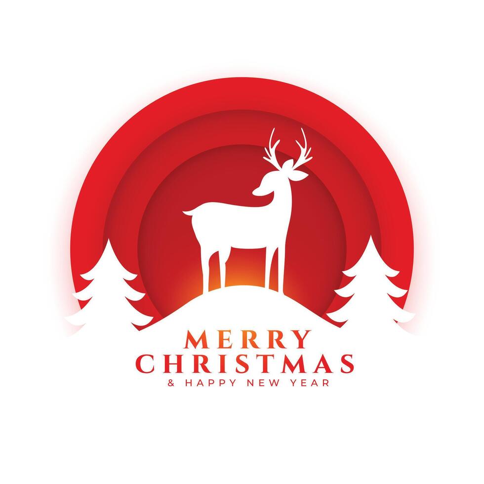 merry christmas winter season background with reindeer design vector