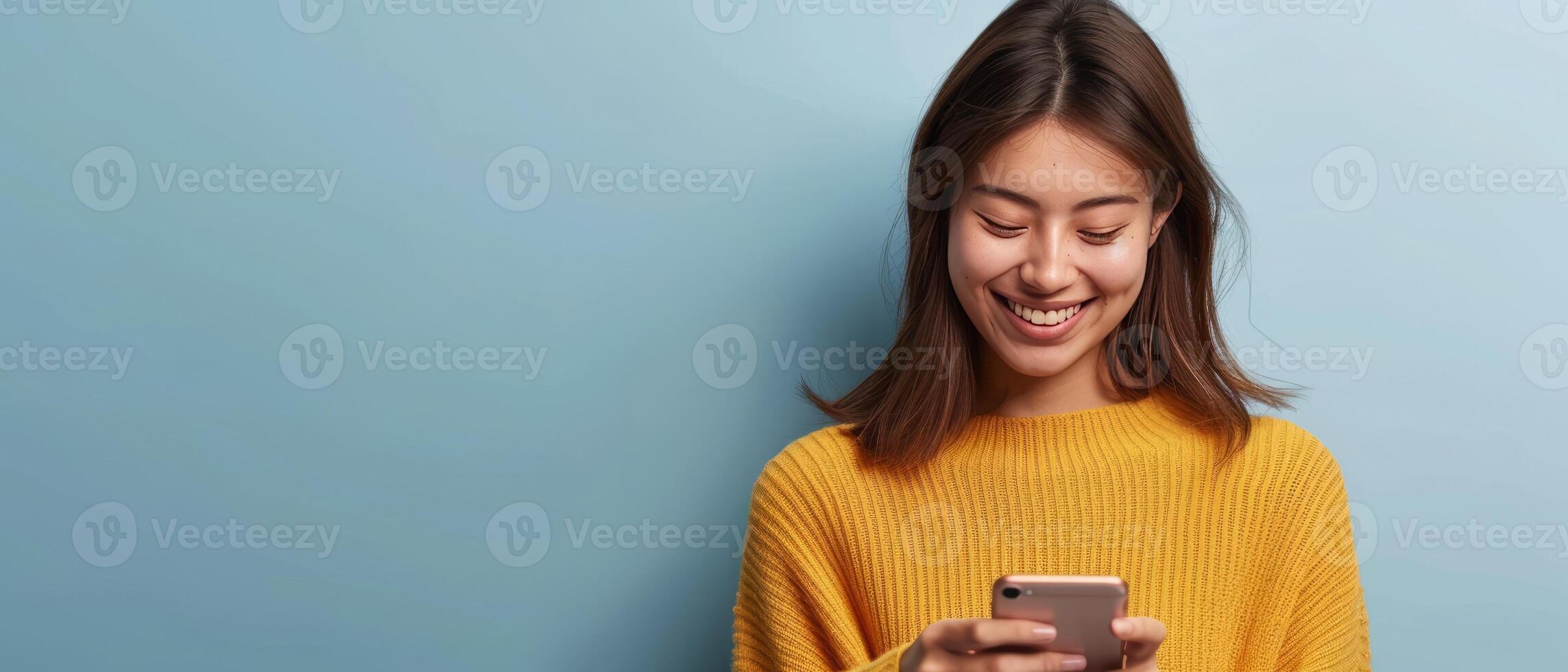 AI generated Connected in the Digital Age  Serenity in Browsing on Her Phone photo