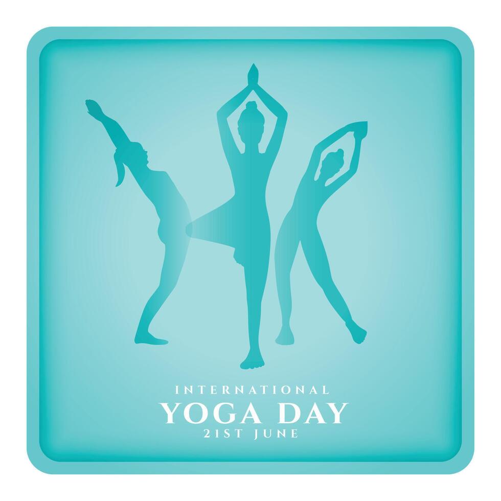 happy international yoga day background with women doing posture vector