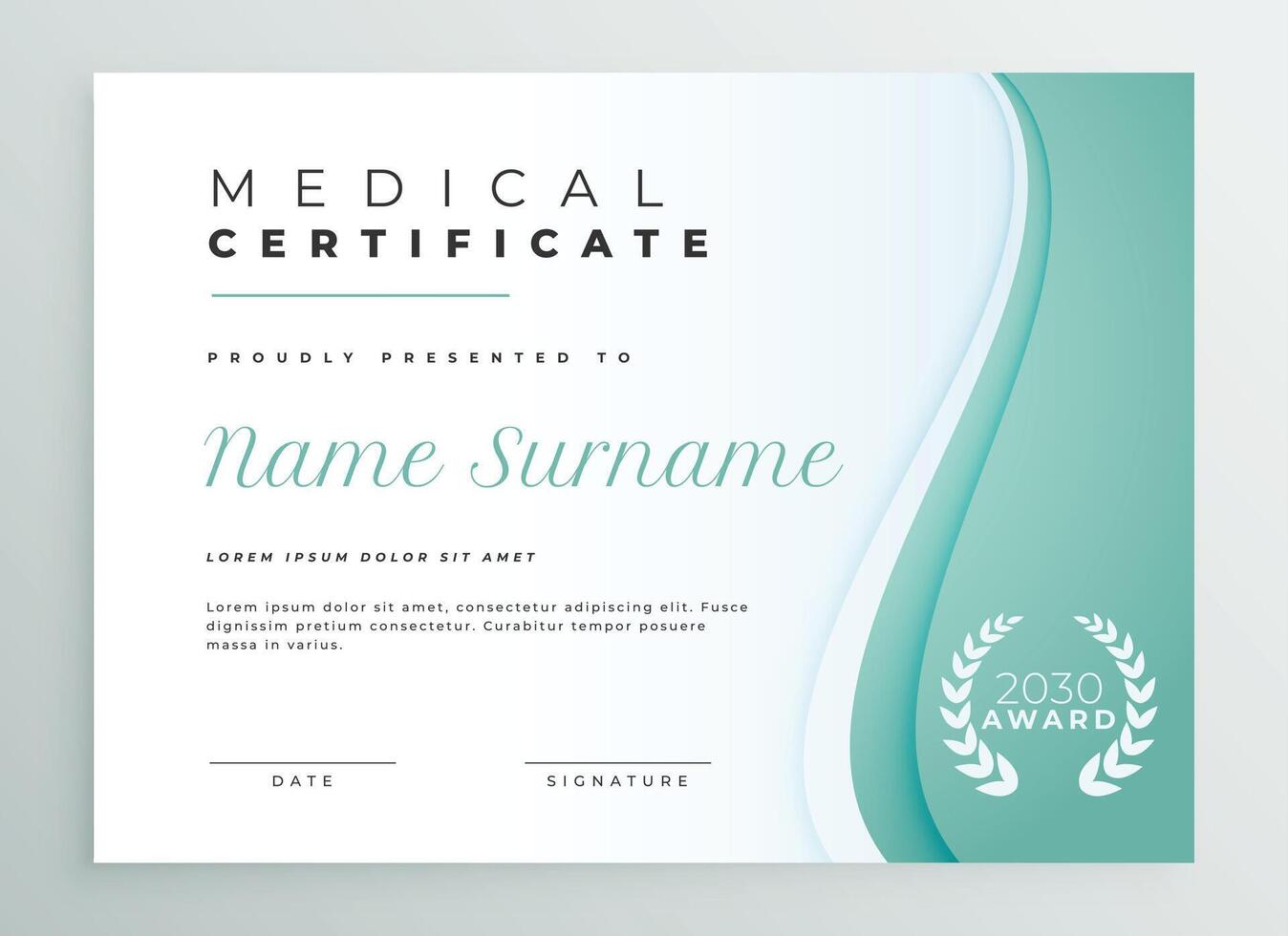 doctors recognition certificate template a paper of success vector