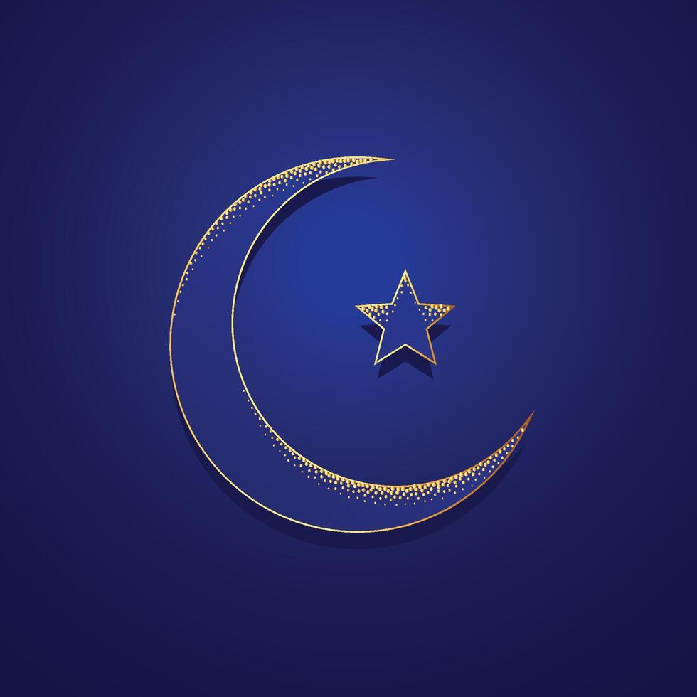 line style golden crescent symbol for Islamic faith vector