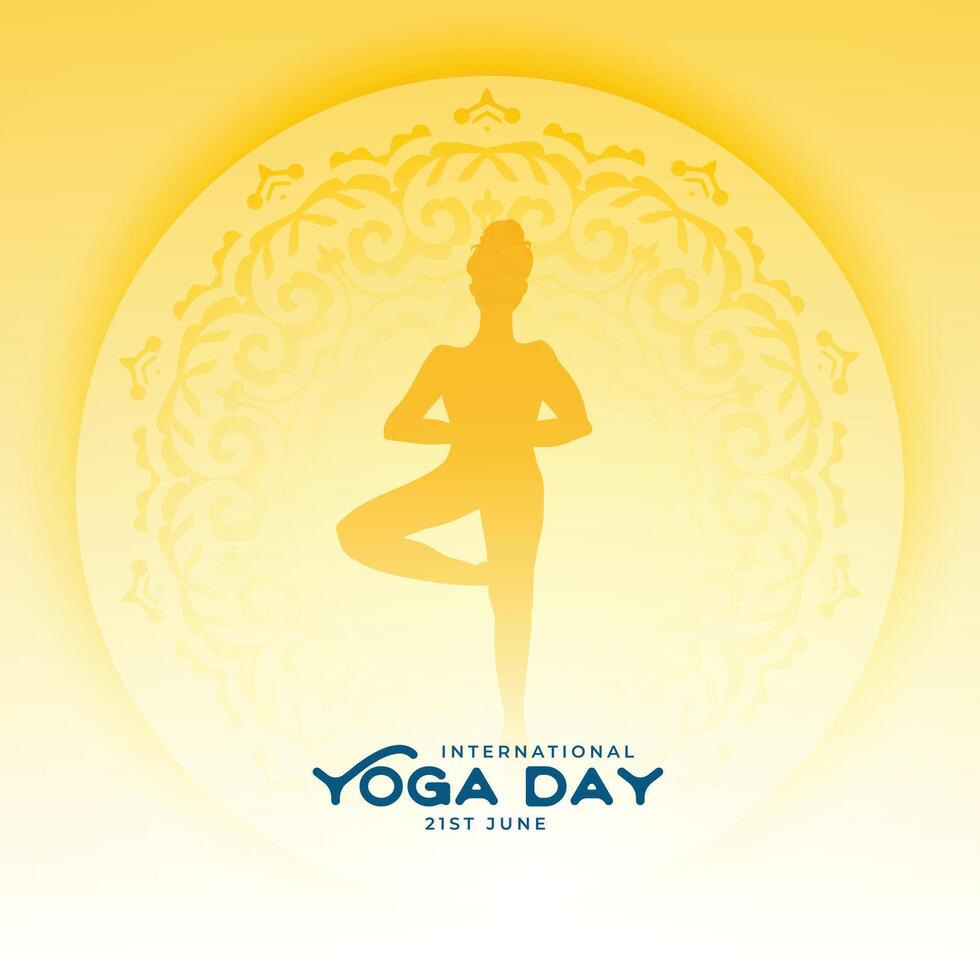 21st june world yoga day background for happy and healthy life vector