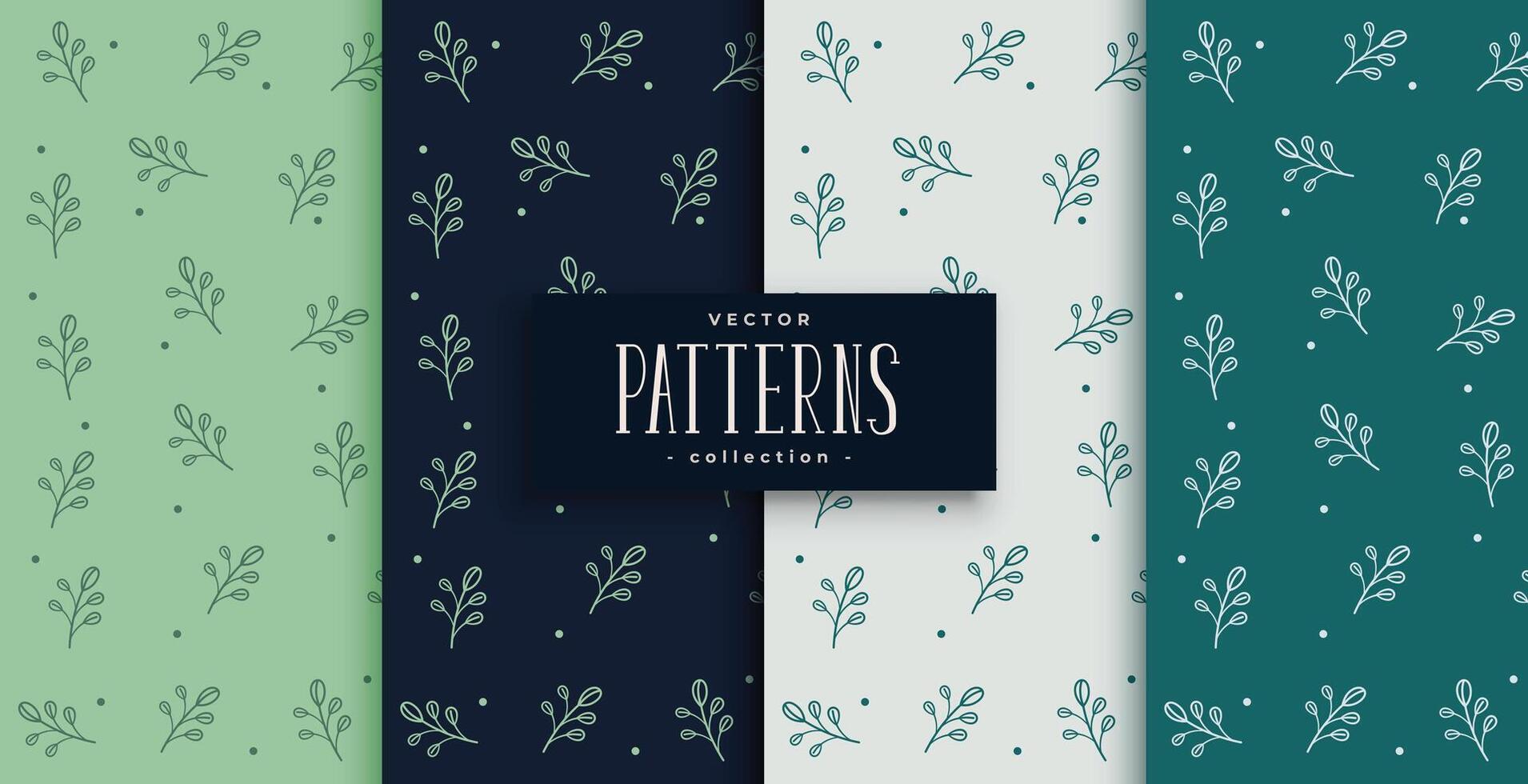 set of green leaves design in modern style vector