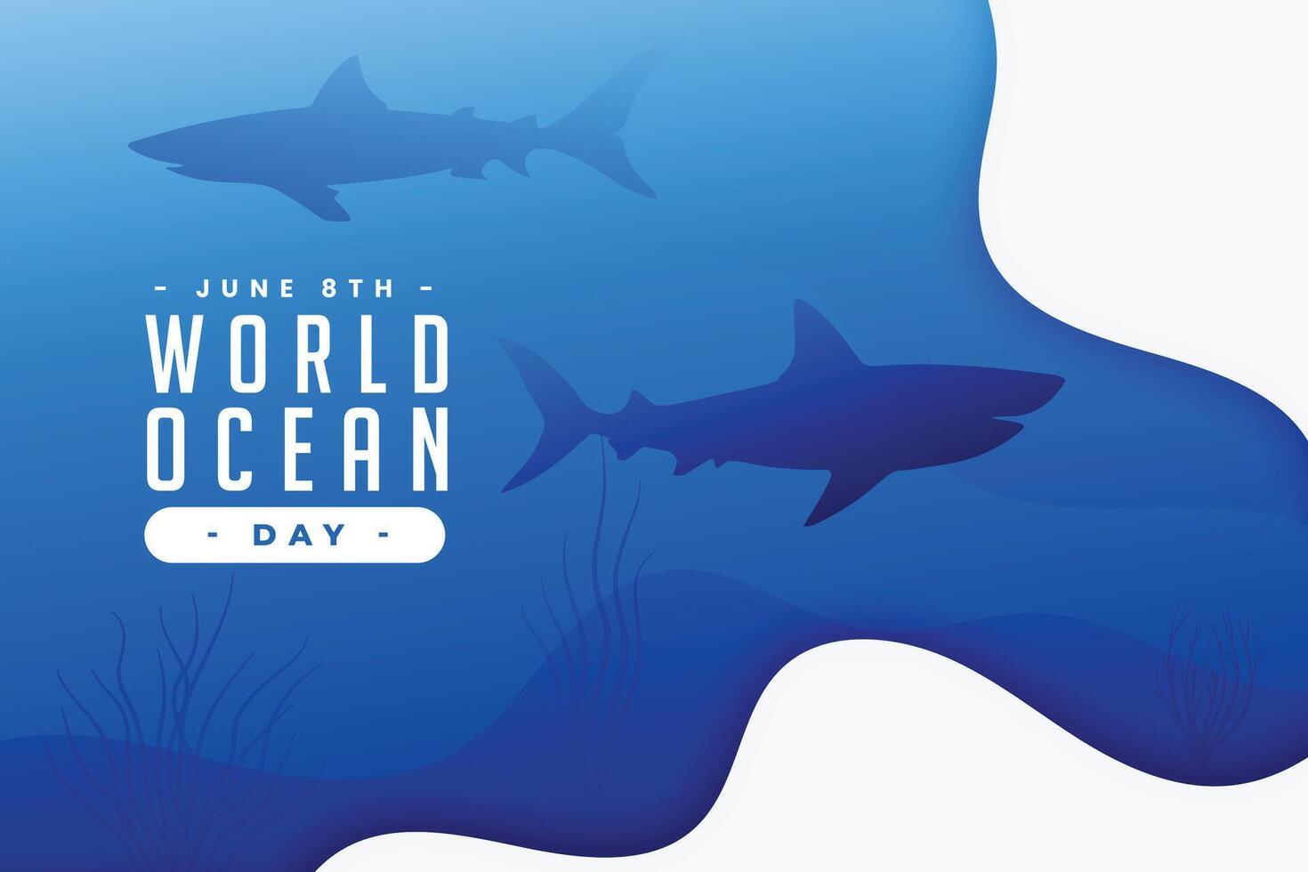 stylish world ocean day background protect underwater aquatic life vector