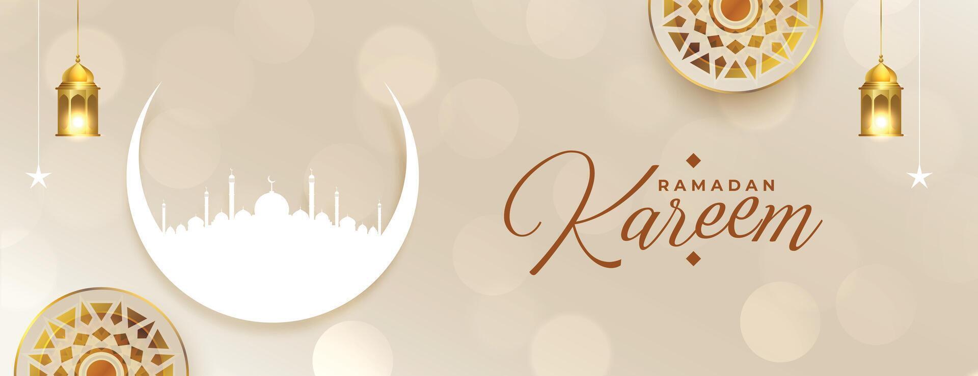 ramadan kareem or ramzaan mubarak islamic greeting banner vector