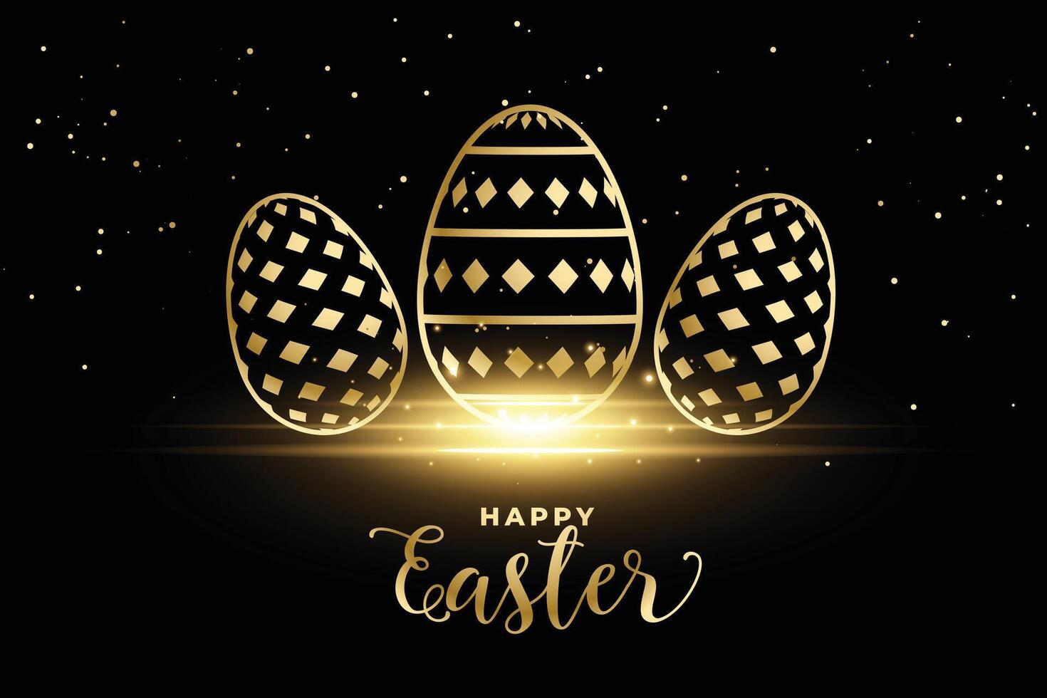 golden pattern eggs for happy easter festival vector