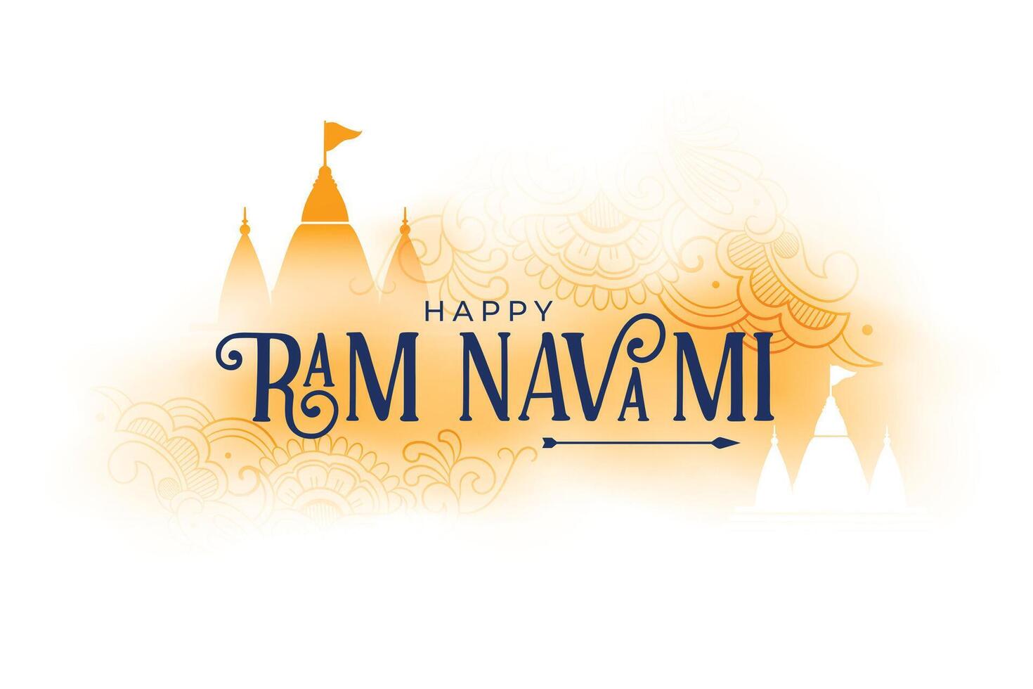 señor RAM navami festival deseos bendición tarjeta con templos vector