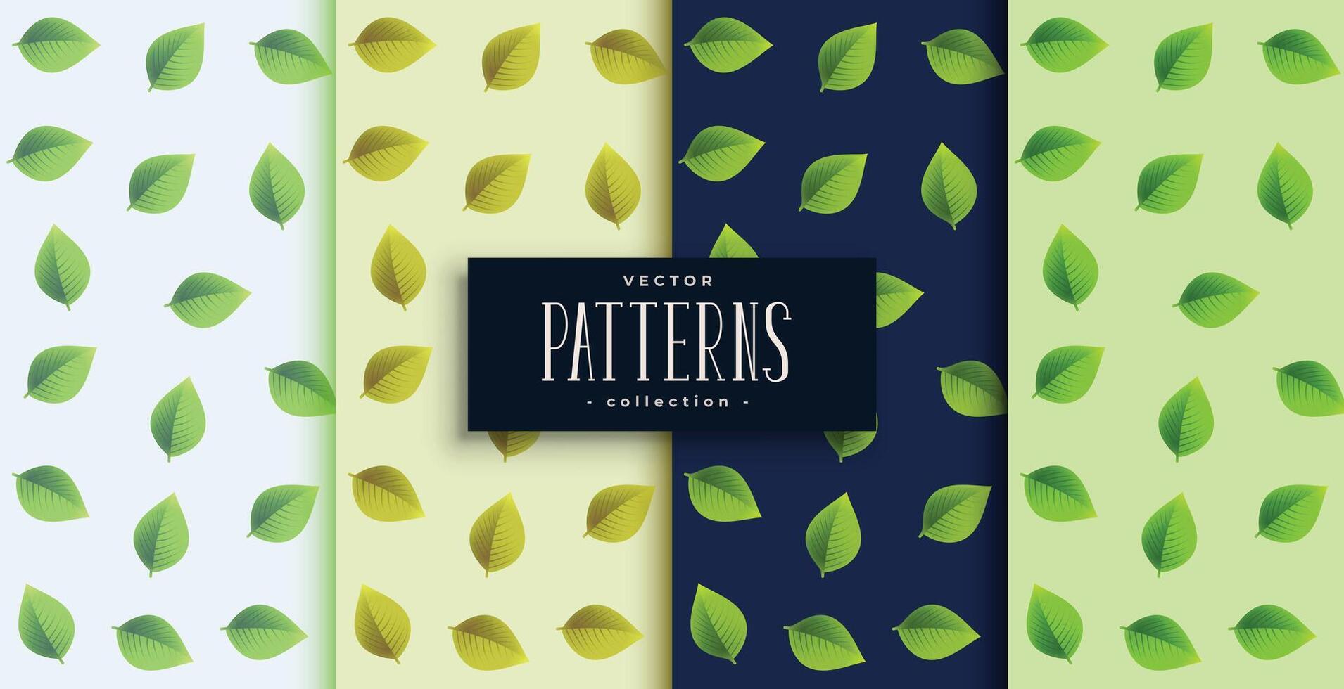 nice set of green leaves pattern in various nature colors vector