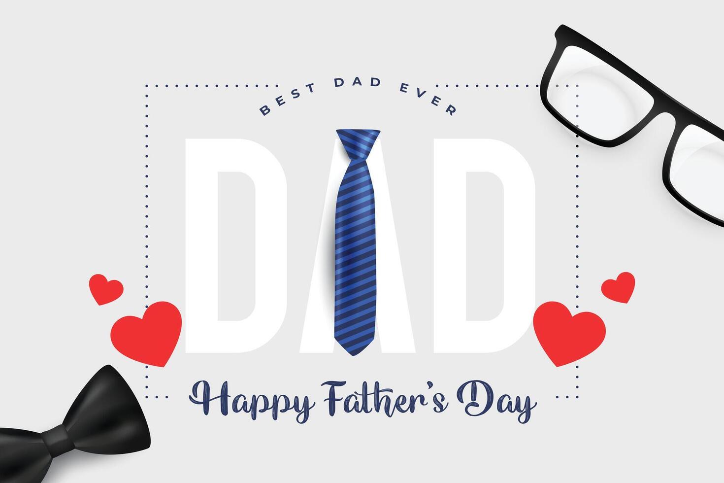 happy father's day poster with tie spectacles and bow vector