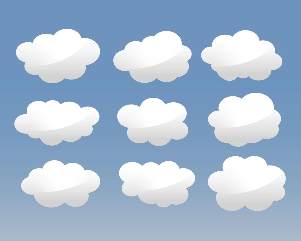 set of bubble clouds icon for depicting sky and space vector