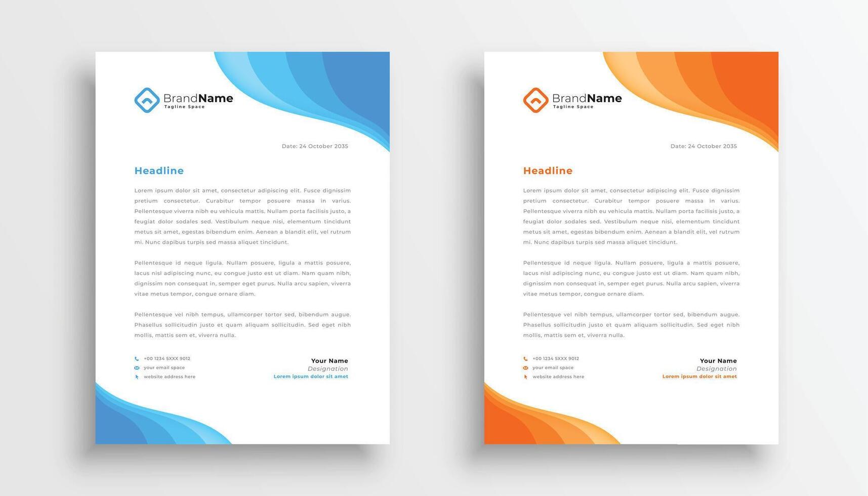 company letterhead modern design in blue and orange color vector