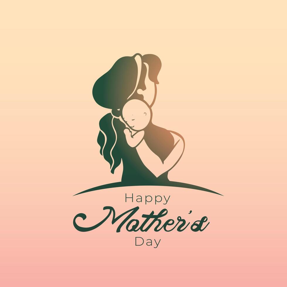 mother's day celebration greeting with mom carrying baby child vector